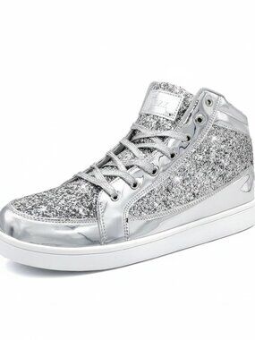 Igxx Men Silver High Top Bling Glitter Party Disco Retro Metallic Gold Sneakers